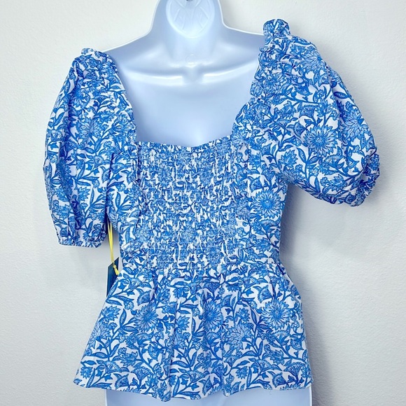 CeCe Floral Puff Sleeve Smocked Top - Picture 9 of 9